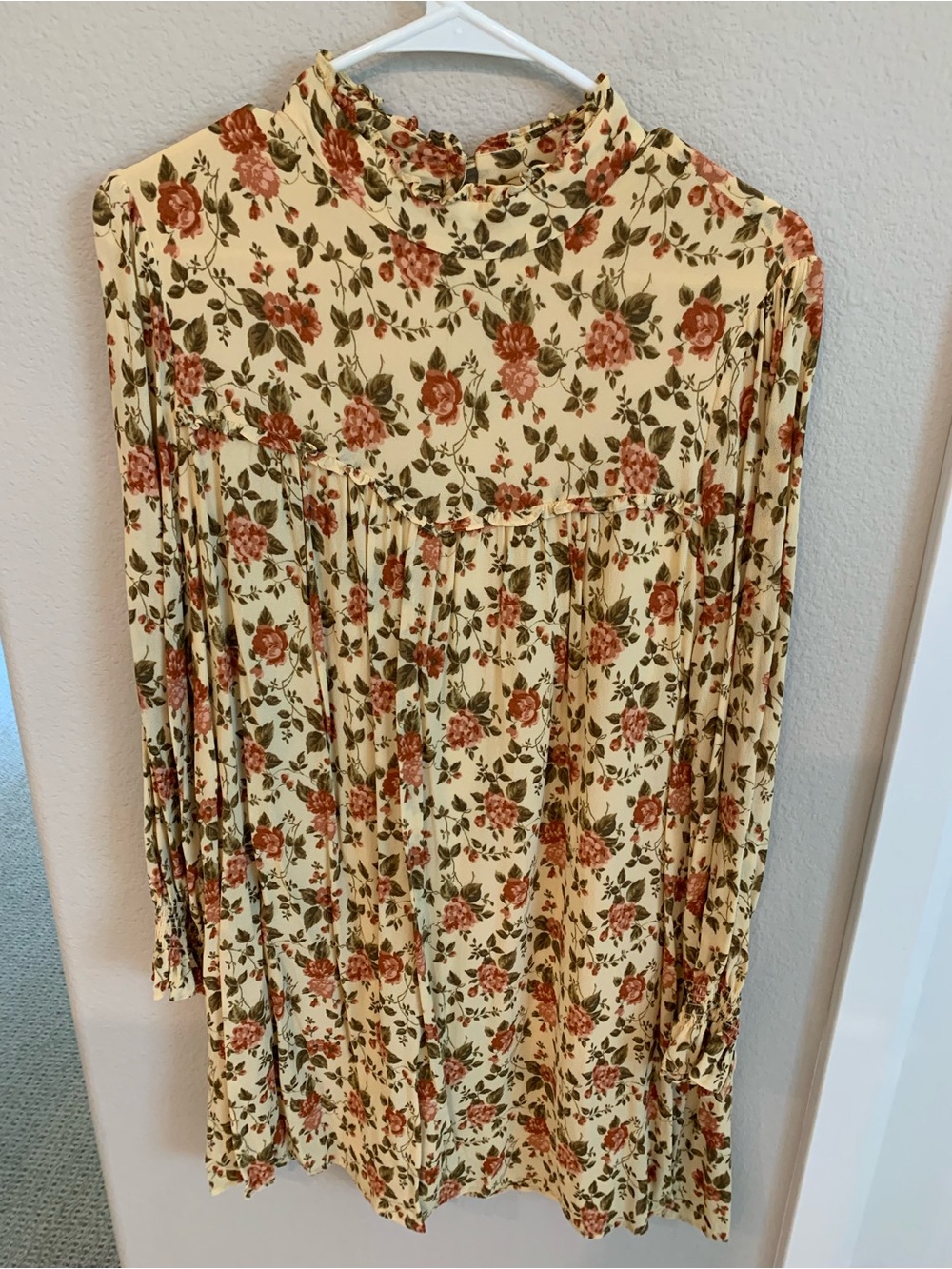 Reformation Jourdan Floral Print Long Sleeve Mock Neck Dress Mini Size XL